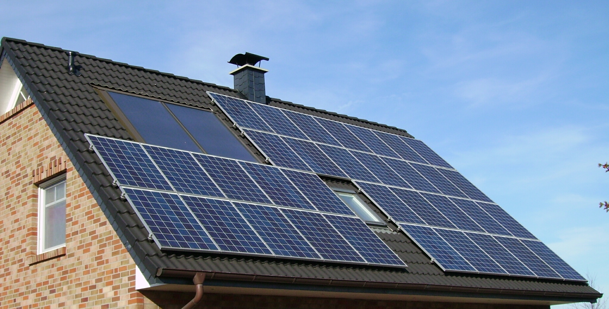 solar panels on roof